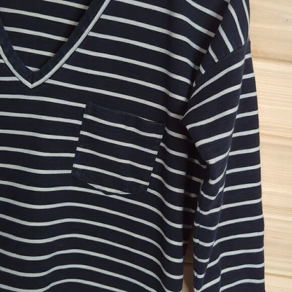 Madewell Womens Top Medium Black Striped Boxy Top Side Zippers - Picture 3 of 9